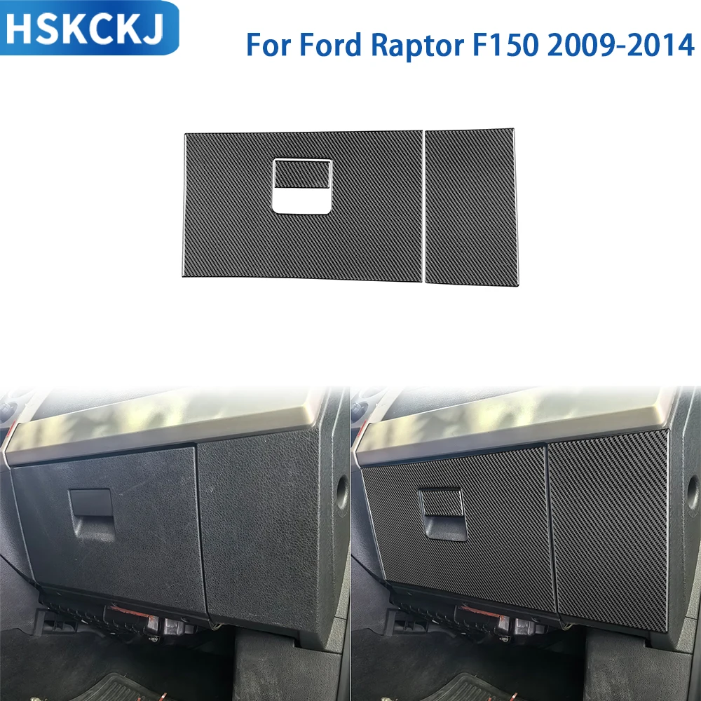 

For Ford Raptor F150 2009-2014 Accessories Real Soft Carbon Fiber Interior Co-Pilot Storage Box Panel Cover Trim Sticker