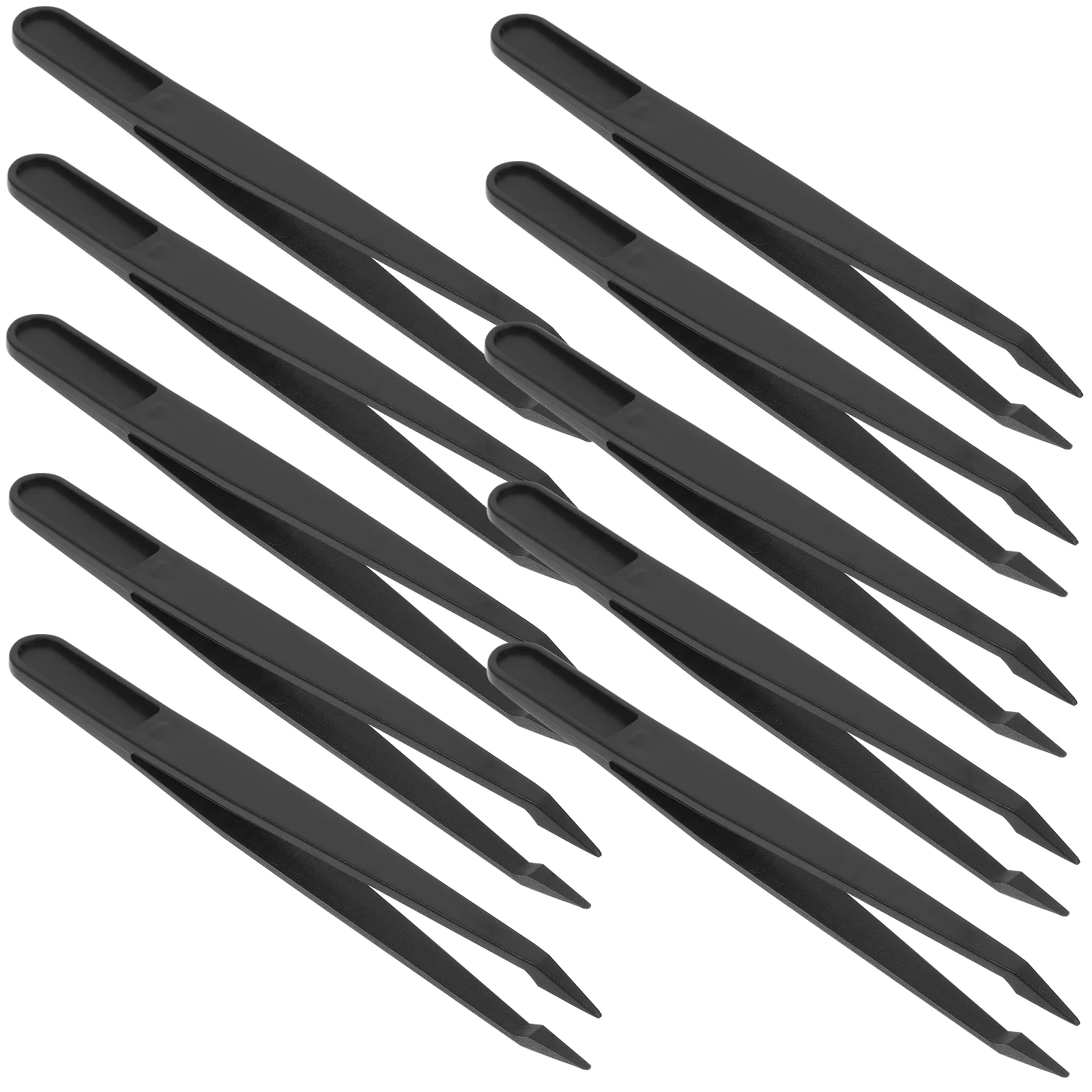 10 PCS Nail Tools for Stone Painting Tweezers Plastic Crafts Eyelash Pointed Black Tip Crafting