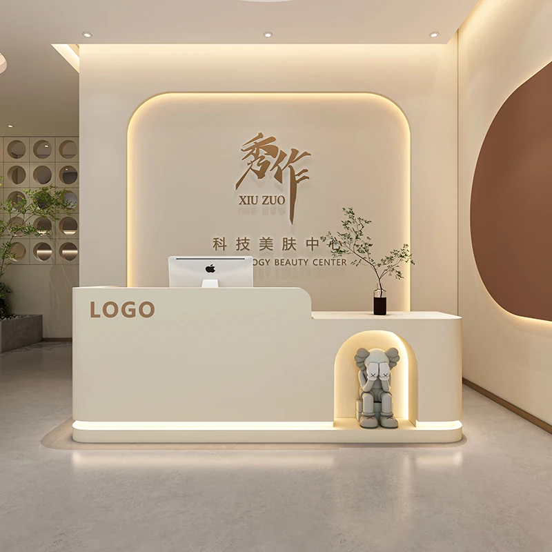 Table Atelier Reception Counter Cosmetics Modern Desk Long Front Clothes Beauty SalonBureau Meuble Recepcja Church Pulpito Help