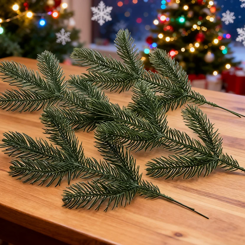 

50Pcs Artificial Plants Christmas Trees Home Rooms Dining Table Decor Wedding Outdoor Garden Flowers Needlework Photograph Props