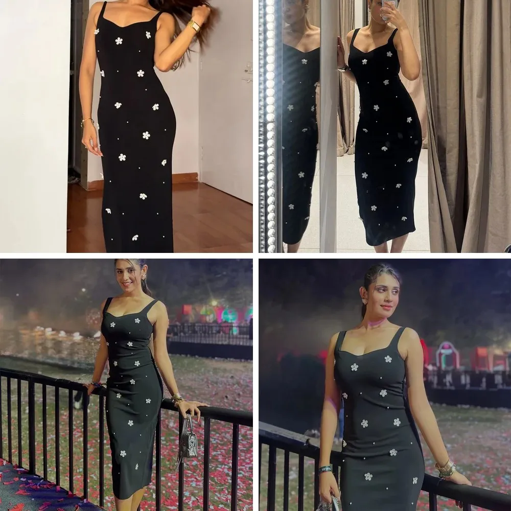 

** Elegant Floral Print Bodycon Dress - Sleeveless Backless Camisole Gown for Holiday Dinner ** (Number of Characters: 78)