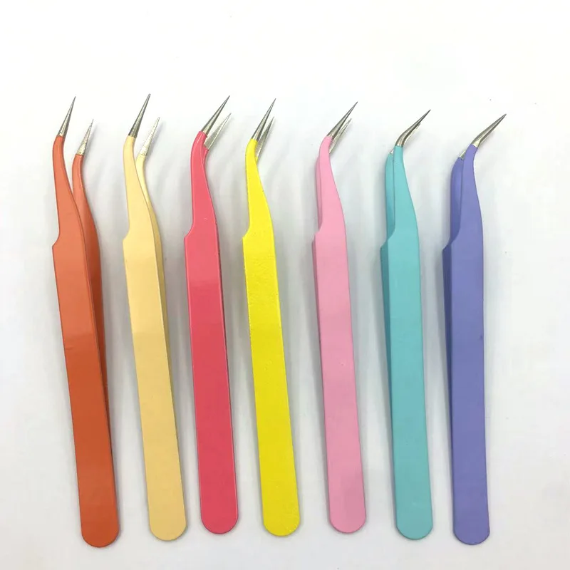 

Stainless Steel Elbow Tweezers，Grafting Eyelash Clip， Manicure Tool Diy Color Hand Account Tweezers