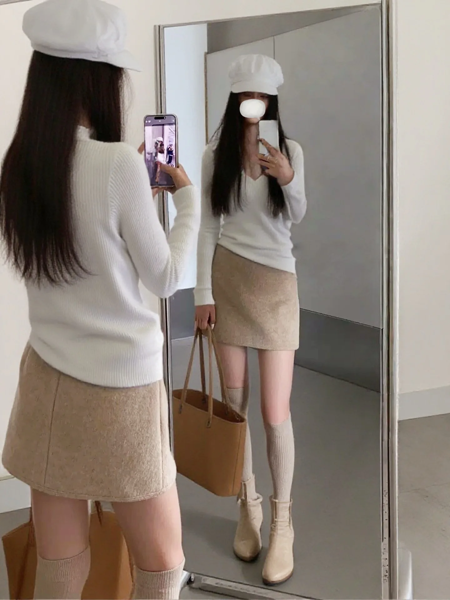 Jupe en laine épaisse pour fille épicée, jupe sexy taille haute pour femmes, jupe courte trapèze, mini jupe, automne et hiver