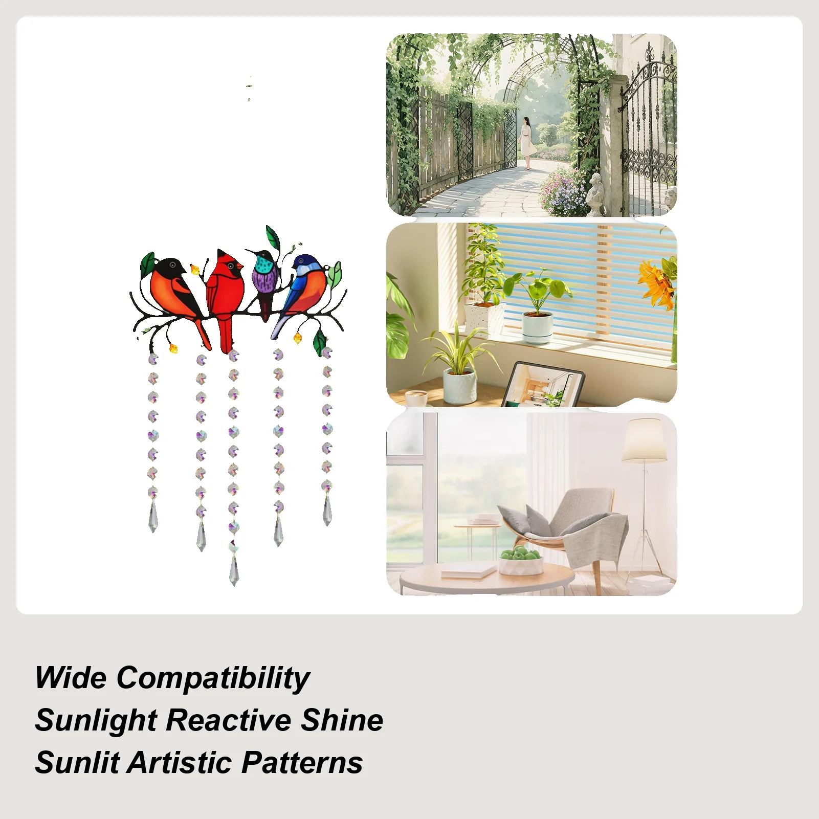 

Stained Glass Light Catcher Outdoor Stained Crystal Bird Light Catcher Reflective Home Decor For Birthday Women Housewarming