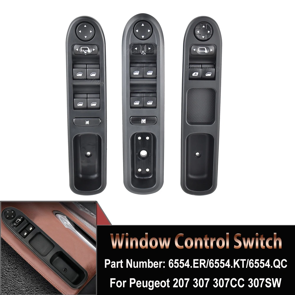 For Peugeot 207 Citroen C3 Picasso Car Accessories Lifter Main Switch Power Window Control Panel 66554.ER/6554.KT/6554.QC