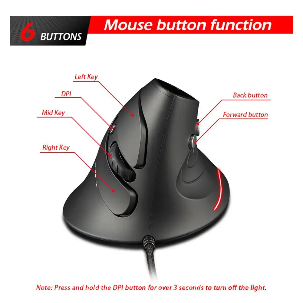 Para zelotes F-17 grip mouse vertical 2.4g mouse sem fio para aperto lateral vertical com fio programação mouse guarda de pulso evitar d6n2