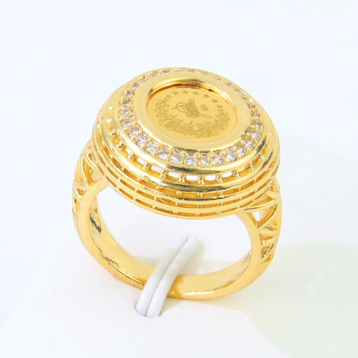 Türkische Goldmünzen Ring 21 Karat vergoldet Dubai Braut Hochzeit Paare Ringe Arabisch Islamische Frauen Ramadan Party Schmuck – Detail 23
