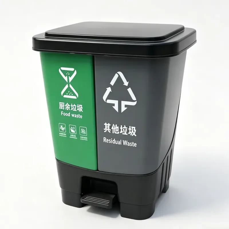 Plastic Foot Pedal Trash Can With Lid Indoor Household Waste Bin For Kitchen Bathroom Office Hotel Storage Container Dustbin