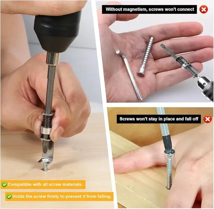 Anti-Drop Screw Universal Spring-Loaded Screw Holder Bit Stainless Steel Wear Resist Mechanics Electricians Retaining Tool Parts