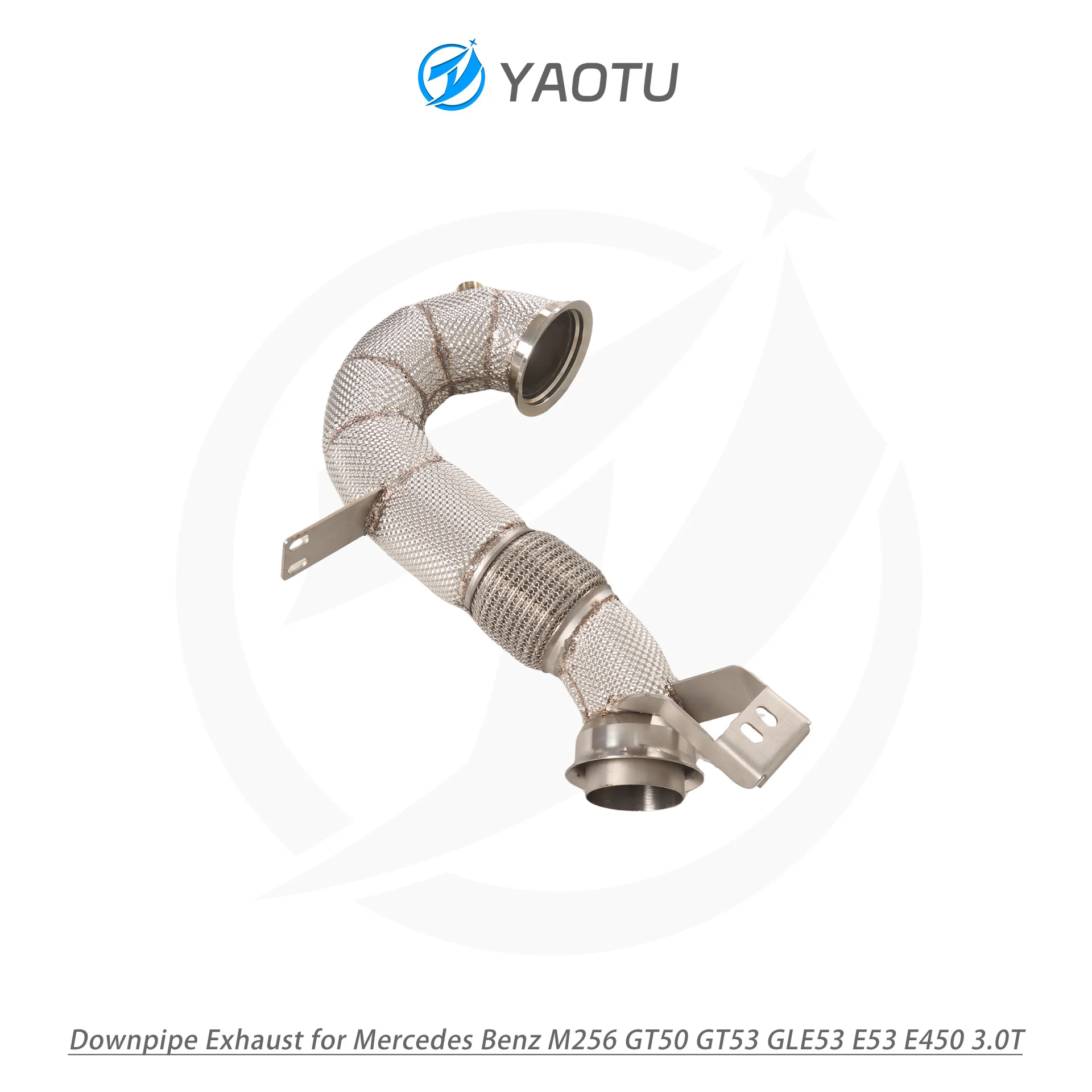 YT SS304 Downpipe Exhaust Header Heat Insulated Straight-Through for Mercedes-Benz M256 GT50/GT53/GLE53/E53/E450 3.0T Vehicles