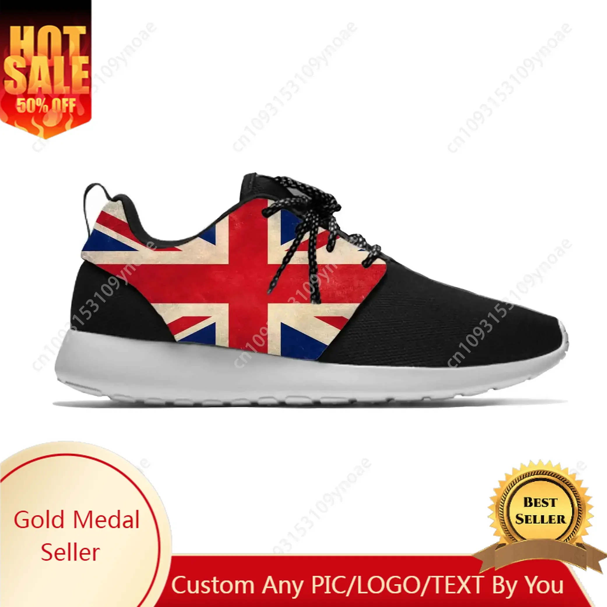 Britain British UK Flag Union Jack United Kingdom Sport Running Shoes Casual Breathable Lightweight 3D Print Men Women Sneakers