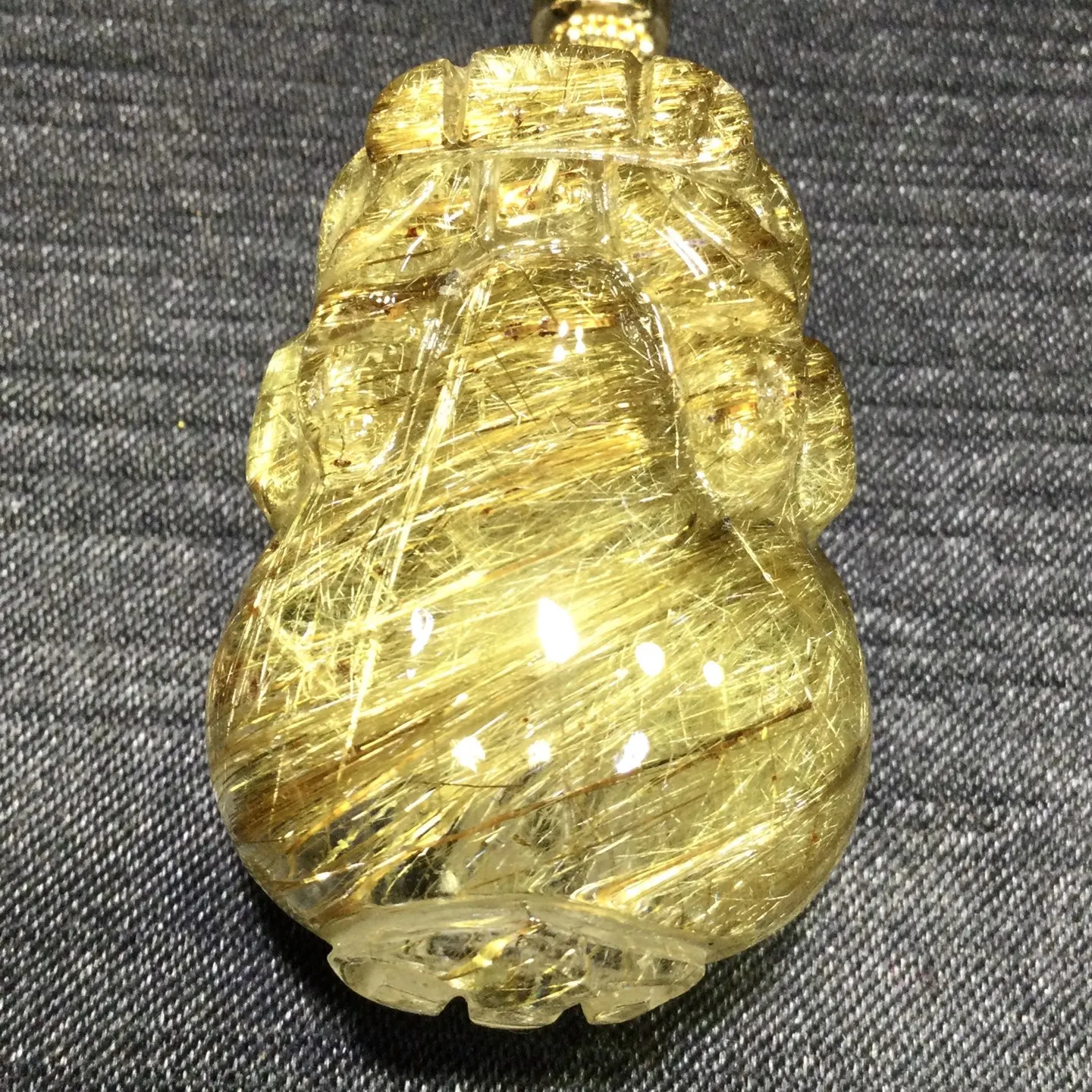 Natural Gold Rutilated Quartz Pendant 38.5*27*21.5mm Pi Xiu Rutilated Quartz  Men Women Brazil AAAAAAA
