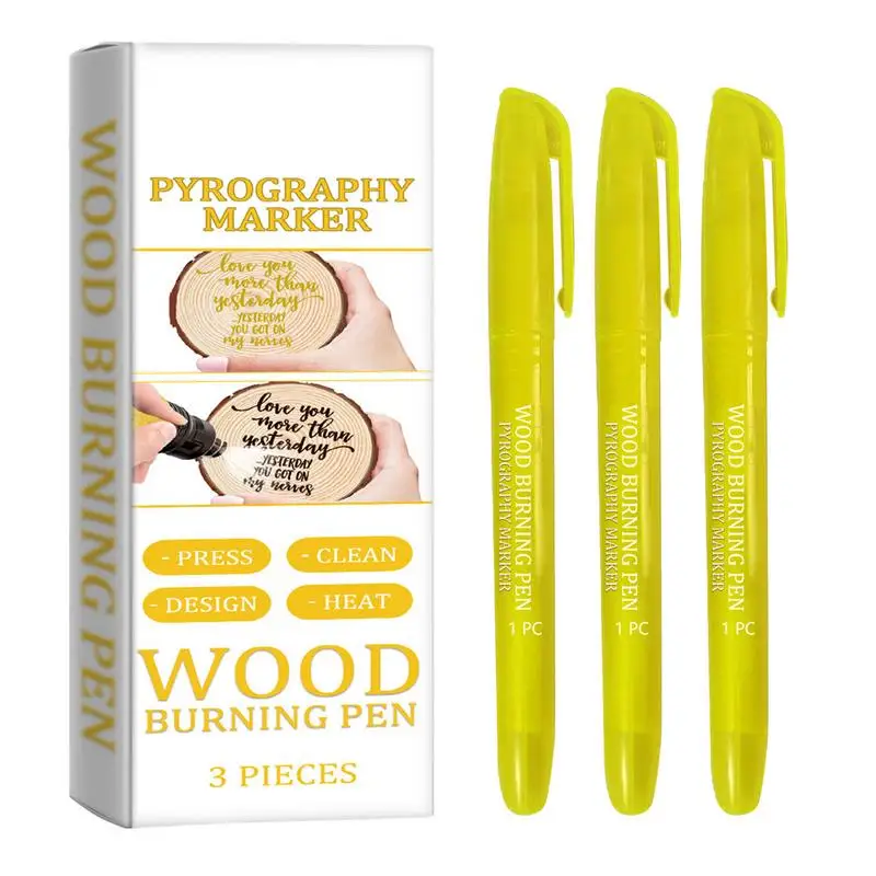 Wood Burning Pen Tool Scorch Pen Markers For Wood 3X Environmentally Friendly Pen Art Pyrography Supplies For Crafting Stencils