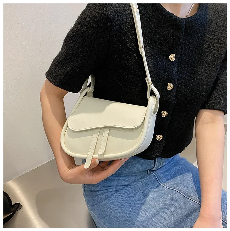 Casual Fashion Saddle Bag New Small Shoulder Bags for Women 2022 High Quality PU Leather Crossbody Female Luxury Messenger Bag