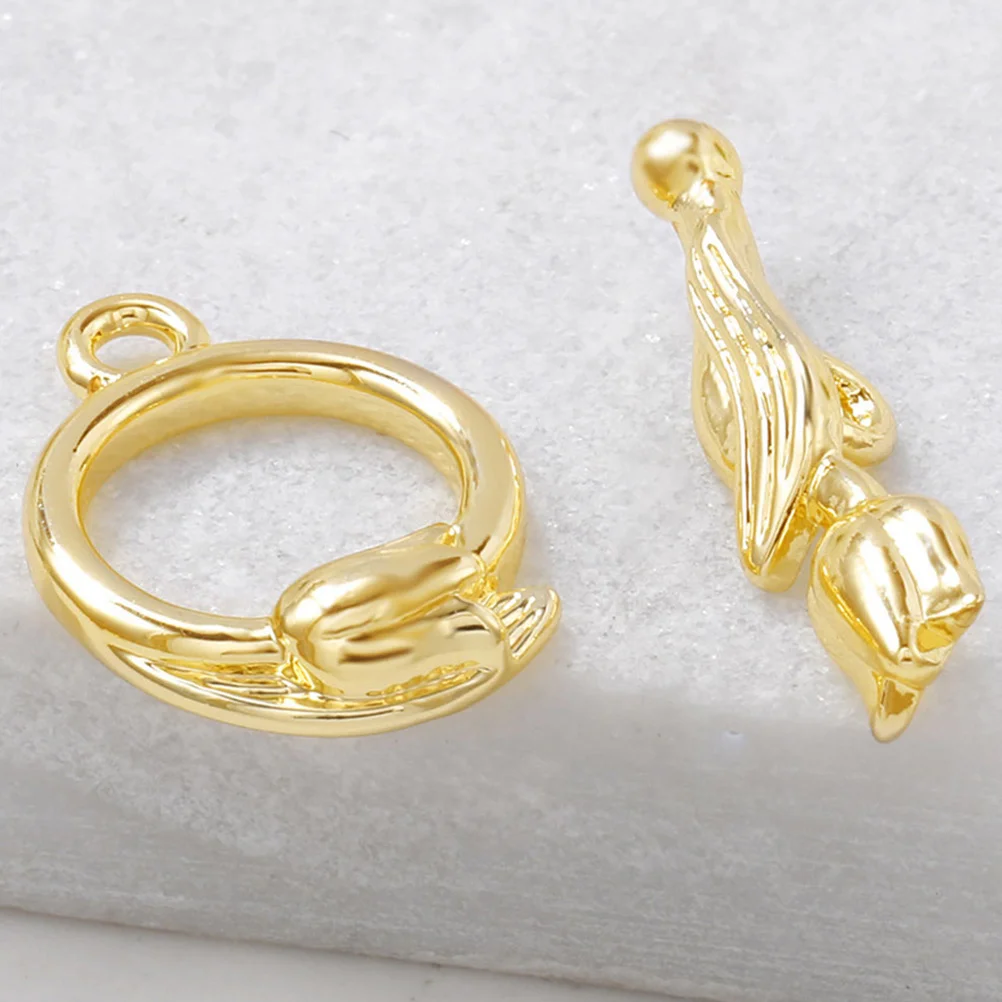 

4 Sets Metal Toggle Clasp Rose Button Bracelet Necklace DIY Jewelry Making Supplies Golden Buckles Clasps Closures