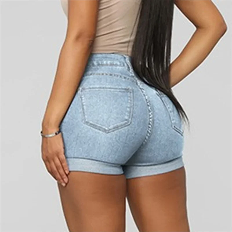 Short en Denim Décontracté pour Femme, Pantalon Trois Quarts, Slim, Taille Haute, à la Mode, Été