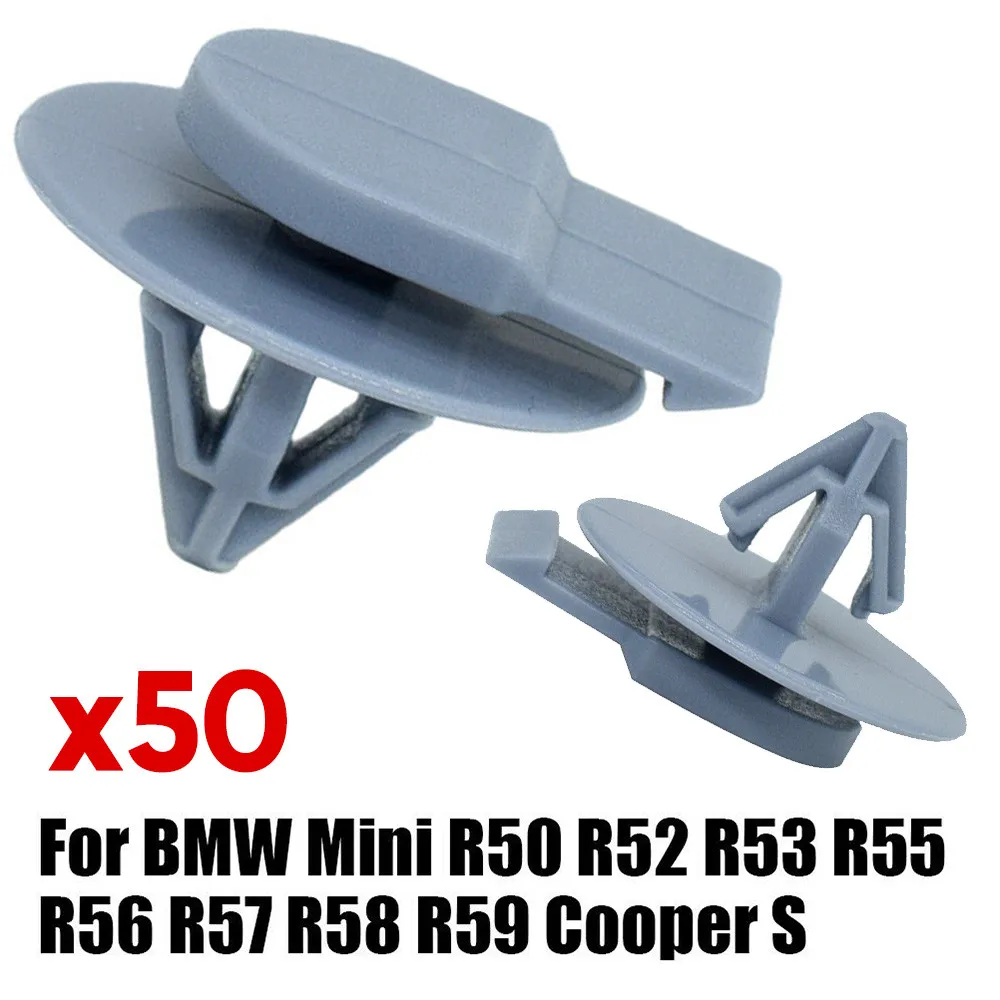 50pc Car Wheel Arch Trim Clips Fasteners Plastic Rivets For BMW Mini R50 R52 R53 R55 R56 R57 One-Cooper S D Convertible Roadster
