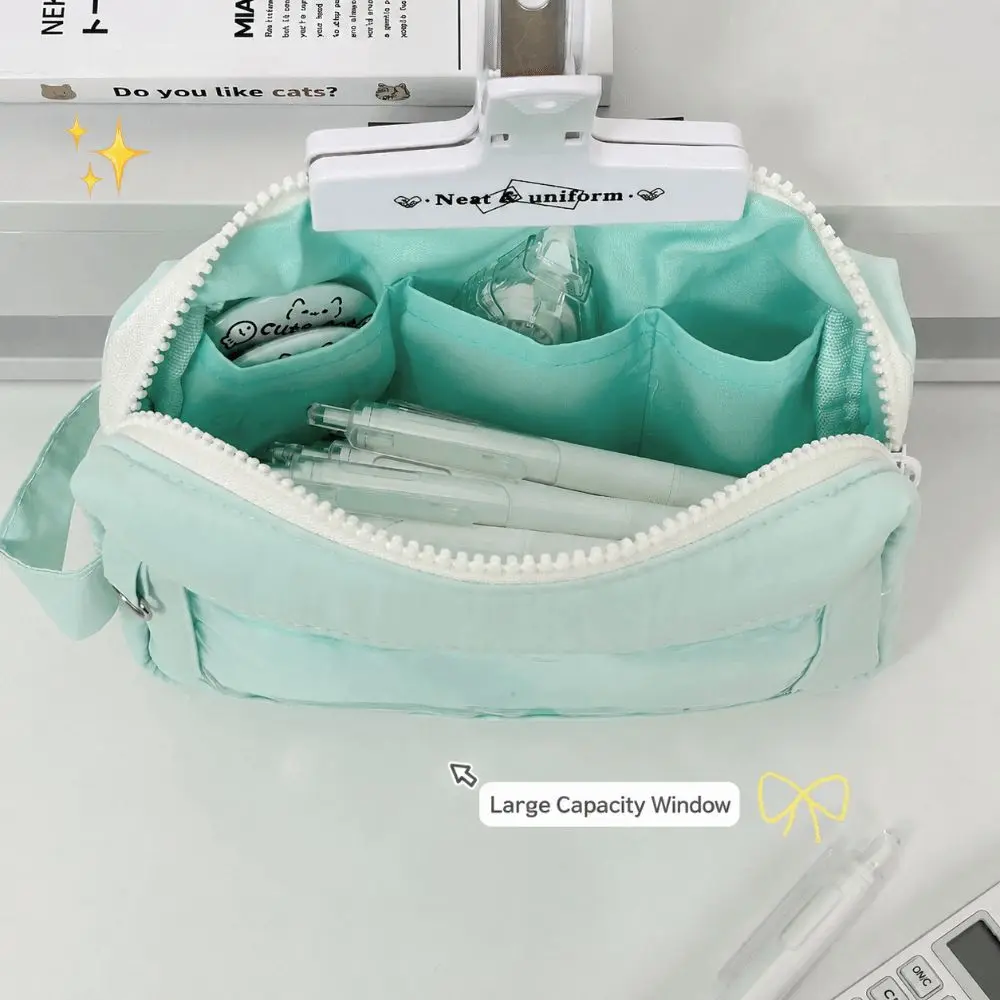 New with Clear Window Pencil Case Large Capacity Portable Pencil Pouch Stationery Organizer School Supplies