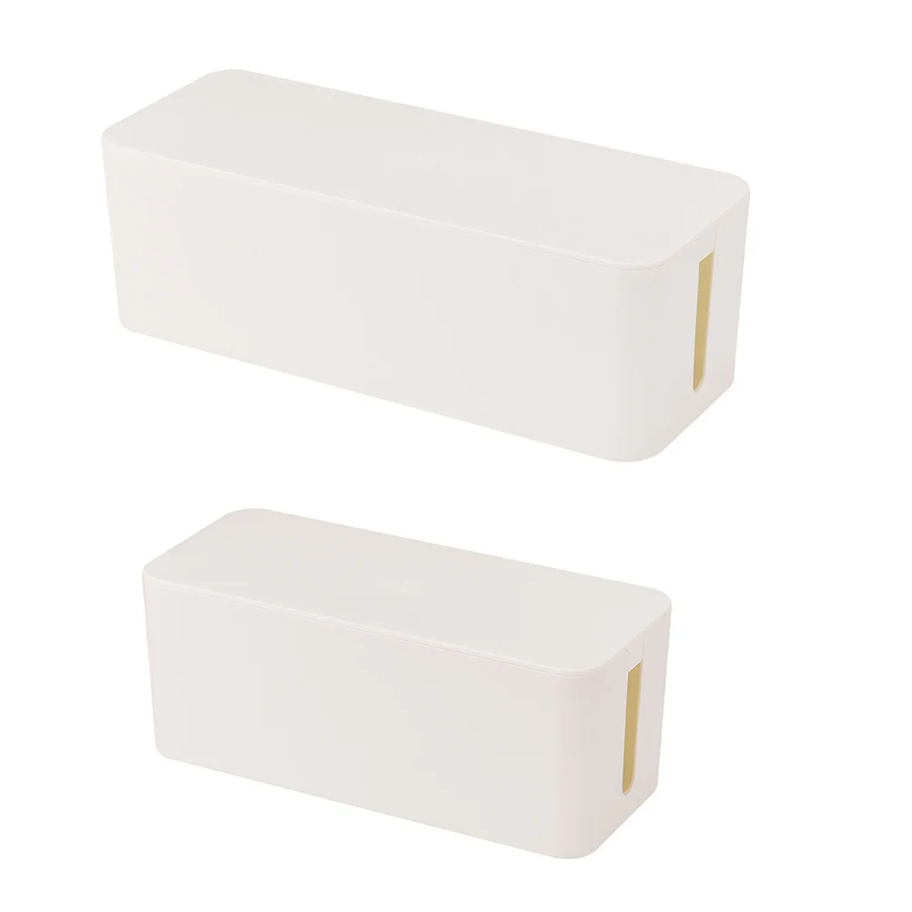 

2Pcs White Xl L Size Cable Management Box Multifunctional Cord Organizer Case for Power Strips Wires Adapters Storage Container