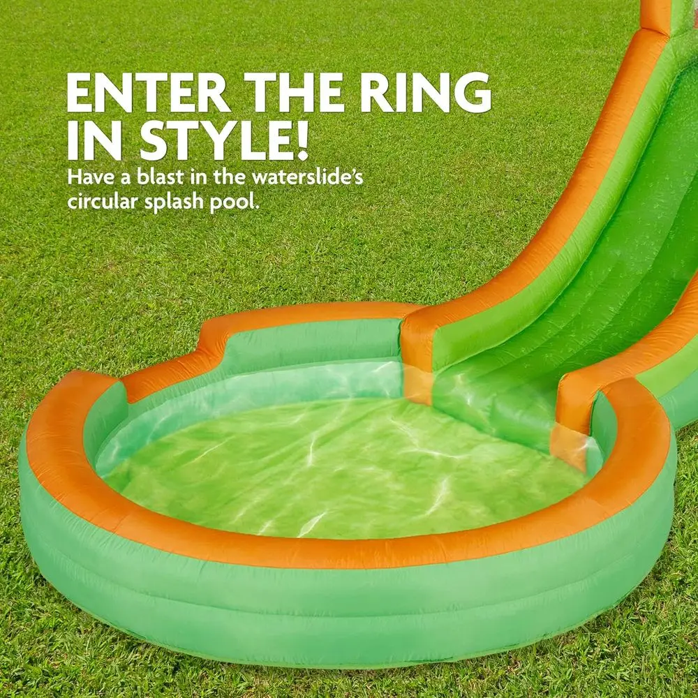 Iatable Single Ring Water Slide Park – Heavy-Duty for Outdoor Fun - Climbing Wall, Slide & Deep Pool – Easy to Set U