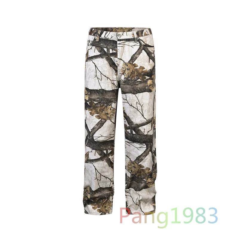 Branch Printed Camouflage Cowhide Pants Men Women High Quality Versatile Fashionable Jeans