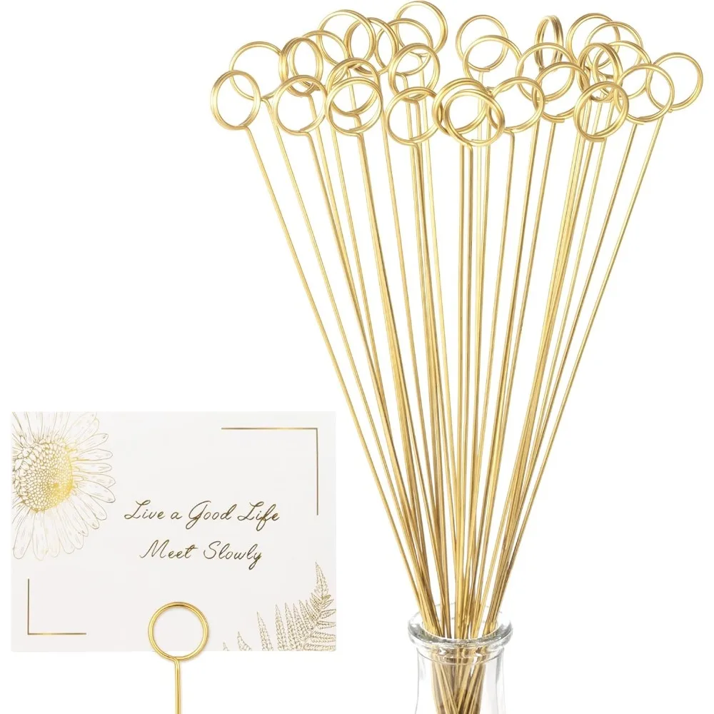 

30Pcs Floral Card Holder Picks-Wire Place Card Holder for Wedding-Metal Photo Picture Clip Holder-Table Name Number Holder,Memo