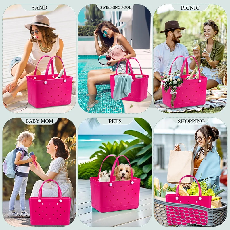 Bolso de Playa Grande de EVA para mujer, bolsa de mano impermeable con agujeros, cesta de playa, bolso de hombro para compras, Picnic, Verano