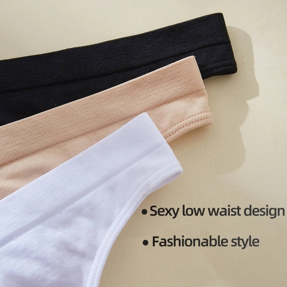 3 pçs/set sem costura tanga feminina roupa interior preto branco nu calcinha macia sexy confortável uso diário g-string