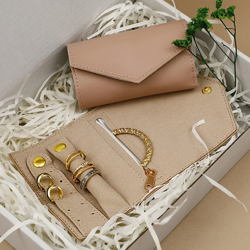 Creative Mini Jewelry Storage Bag Roll Pack for Earrings Rings Studs Necklaces - Compact Jewelry Packaging Case