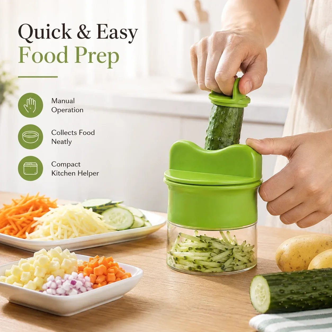 Rotary Handheld Spiral Shredder Multifunction Vegetable Cutter Manual Grater for Radish Cucumber Carrot Kitchen Gadget