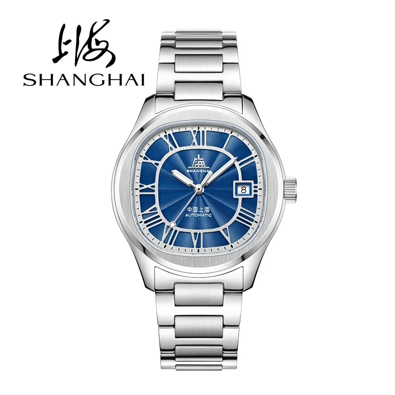 شنغهاي الأصلي تحية جمع التلقائي ساعة ميكانيكية تصميم التلفزيون 40 مللي متر 50 متر مقاوم للماء ساعة اليد الرجال الفاخرة ساعة Reloj
