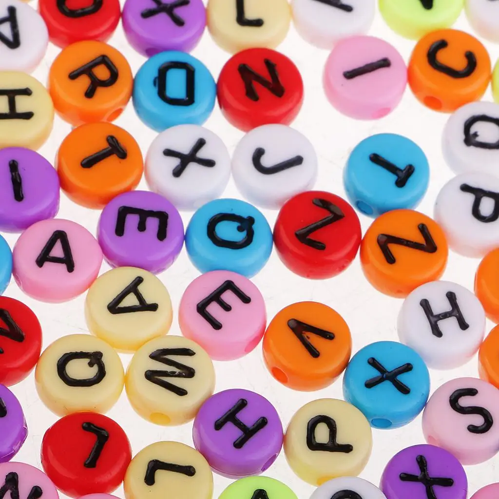 100 Pcs 8mm Colorful Resin Alphabet Letter A-Z Round Beads for Jewelry Making, Bracelets, Necklaces, Key Chains and Jewelry