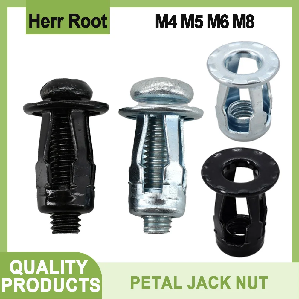 M4 M5 M6 M8 Carbon Steel Expansion Screw Rivet Nut Set License Plate Panel Lock Clamp Rivetnut Jack Nut Petal Shape Metal Nuts