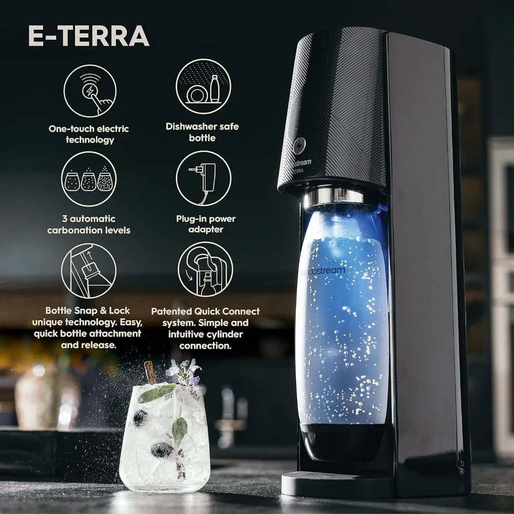 Sparkling Water Maker Bundle (Black), with CO2, Carbonating Bottles, and bubly Drops Flavors