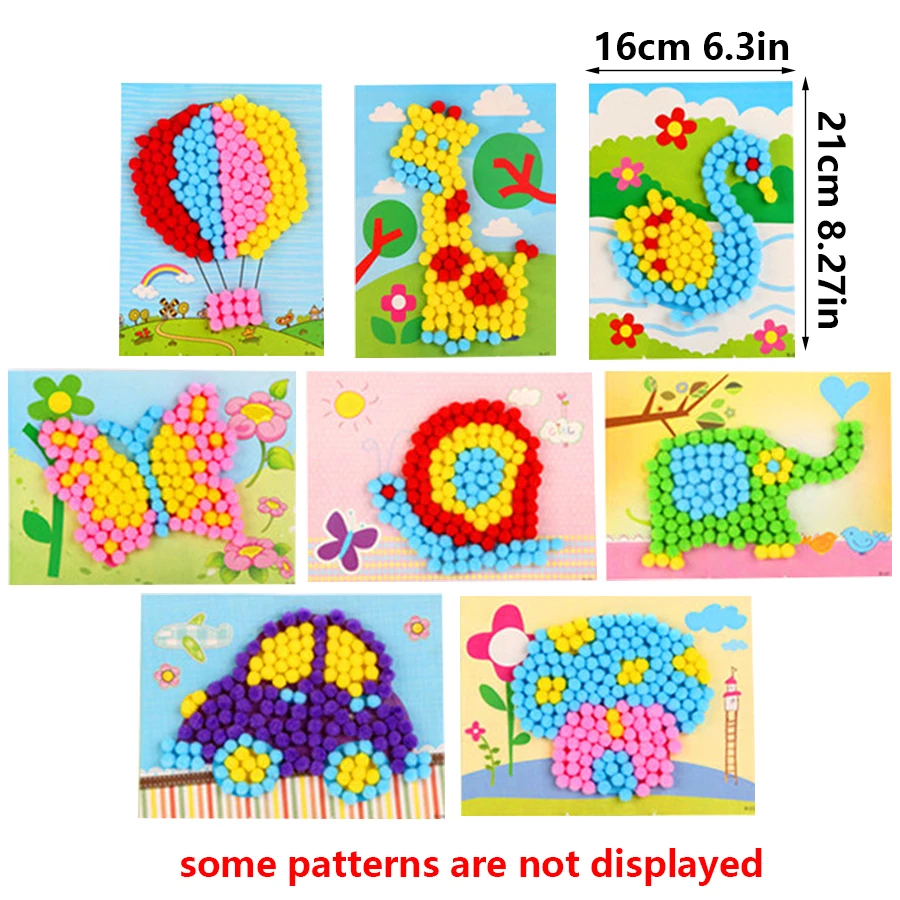 Pom Pom Stickers Painting Creative DIY Craft Kit Vibrant Fuzzy Balls Fun Art Supplies Home Decoration Birthday Party Favors JXB
