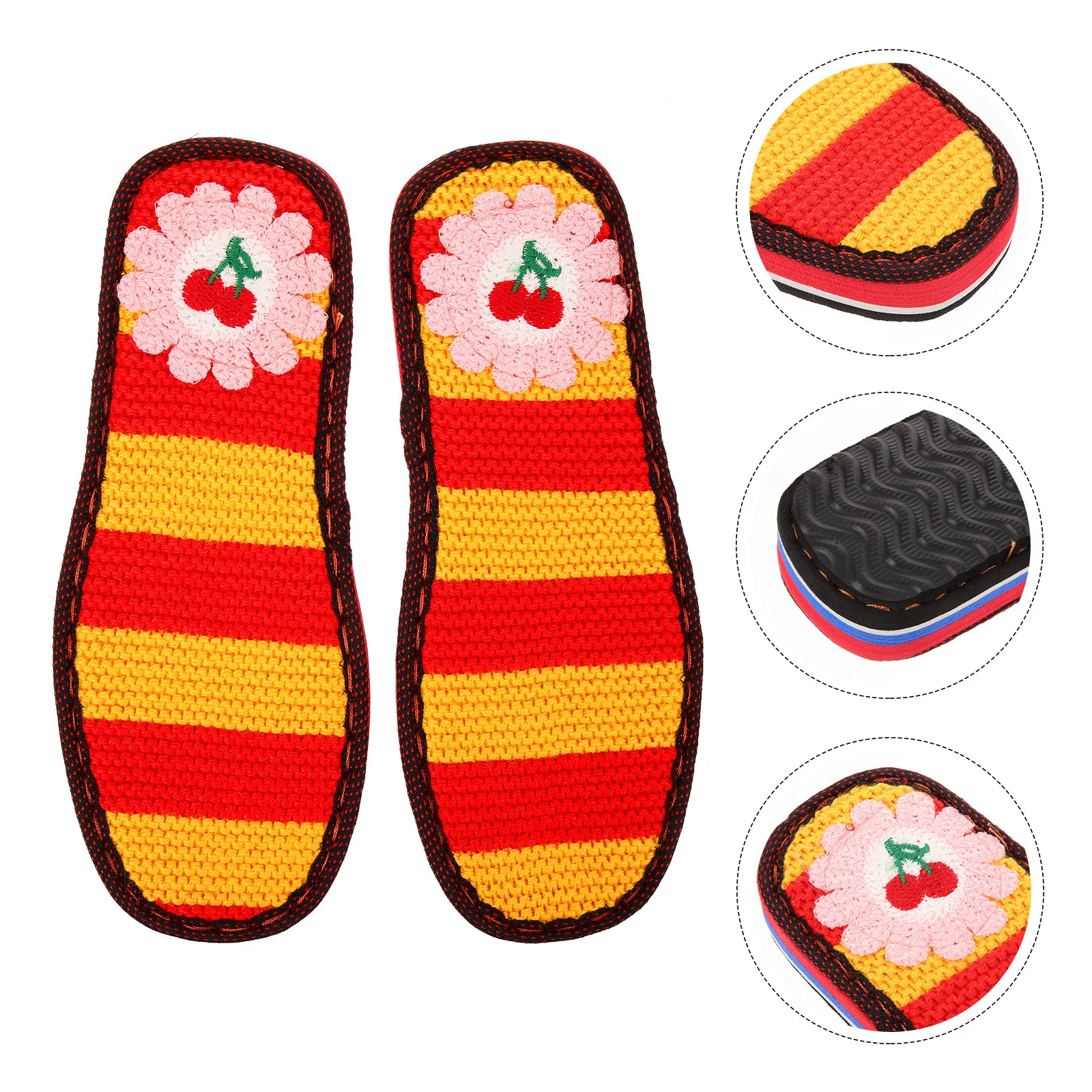 

1 Pair Crocheted Cotton Slippers Soles Full Sole Replacement Soft Anti-Skid Wear-Resistant Diy Shoe Soles Pads For Men Women