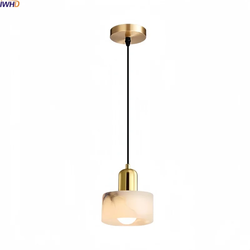 

IWHD Декор комнаты Светодиодные подвесные светильники Спальня Кухня Остров Золотая латунь Железная облако Камень Подвесной подвесной светильник Lustres De Plafond