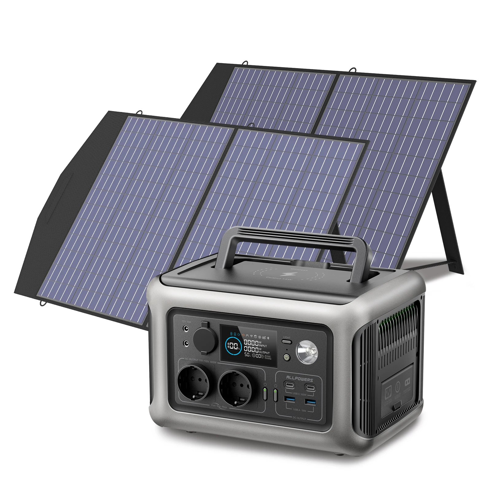 R600 Portable Powerstation with Solarpanel (Optional)，299Wh 600W LiFePO4 Battery for Home