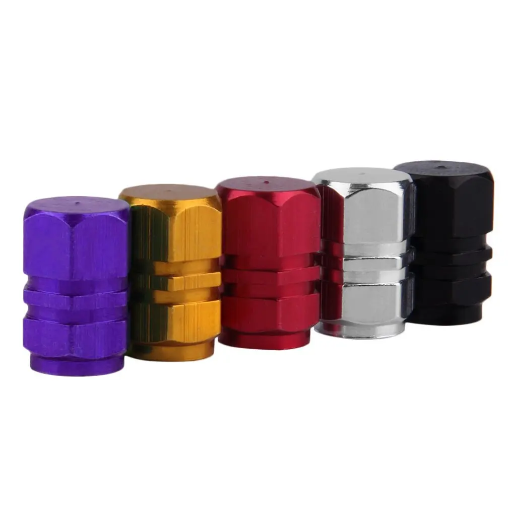 4pcs Aluminum Car Tire Valve Caps Hex Alloy Tyre Valve Stem Cover Air Dust Cap Tire Valve Truck Bike Wheel Rim Valve Stem Cap