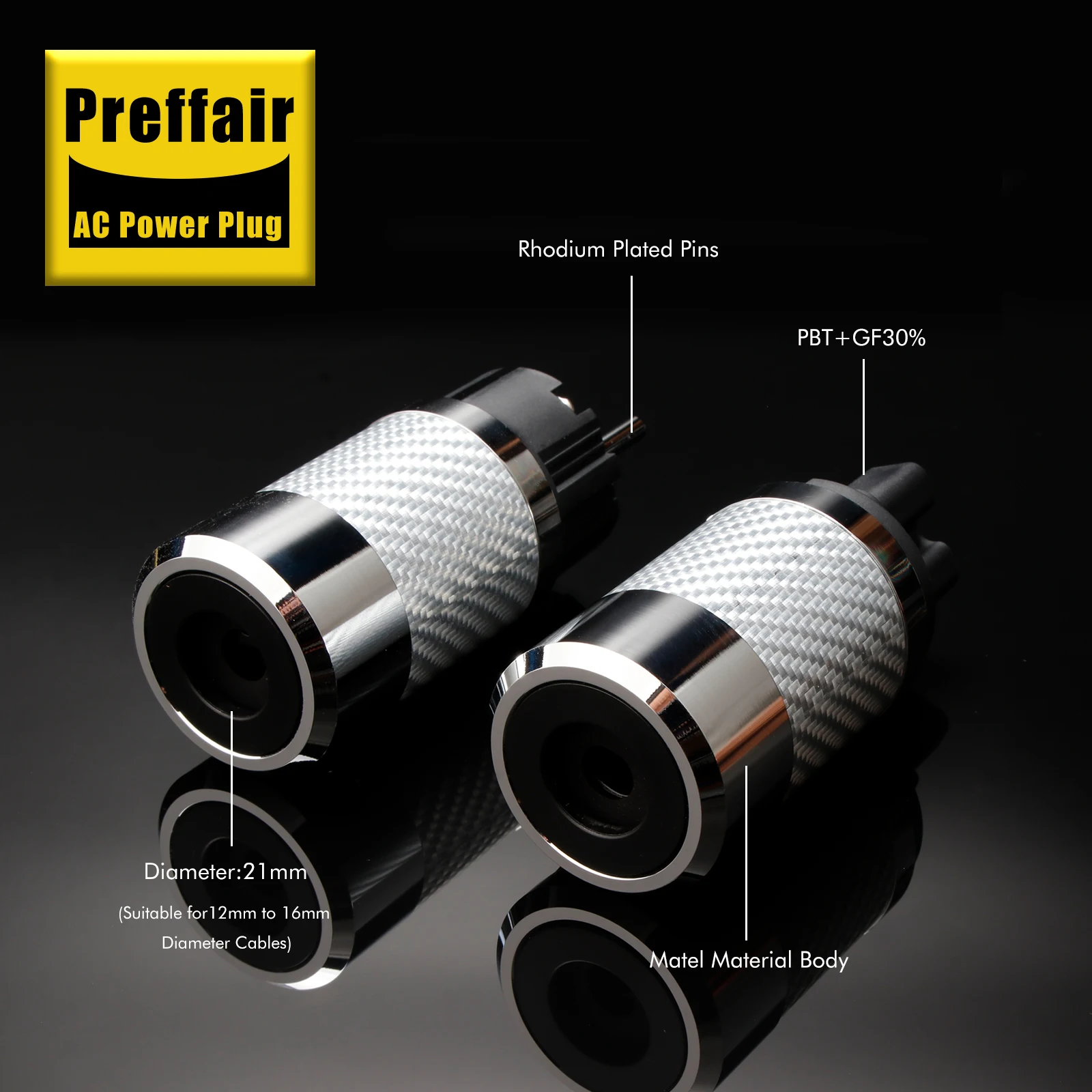 Schuko Power Plug Rhodium Plated Connector