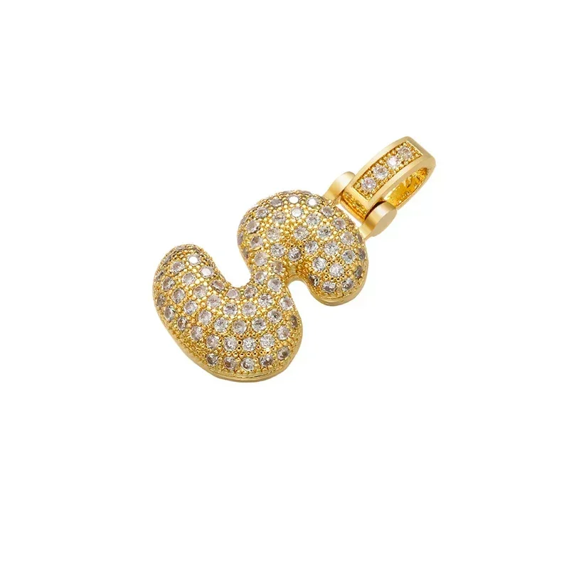 QMHJE 17*29mm Initial ABC Alphabet Crystal Chunky Letters Brass Charm Pendant Necklace Choker CZ Iced DIY Gold Color Wholesale