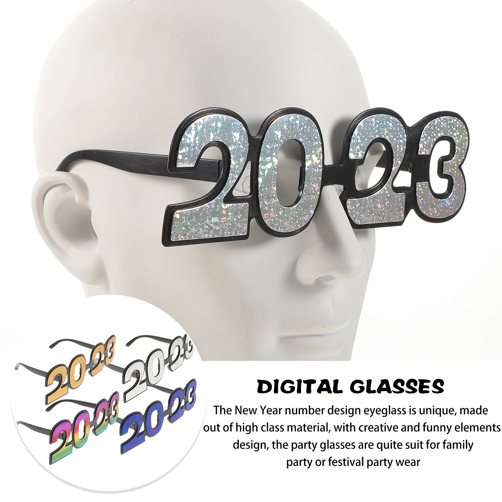 

5pcs Funny PC Material Glasses for New Year Party Supplies Cosplay Creative Eyeglasses Graduation Props