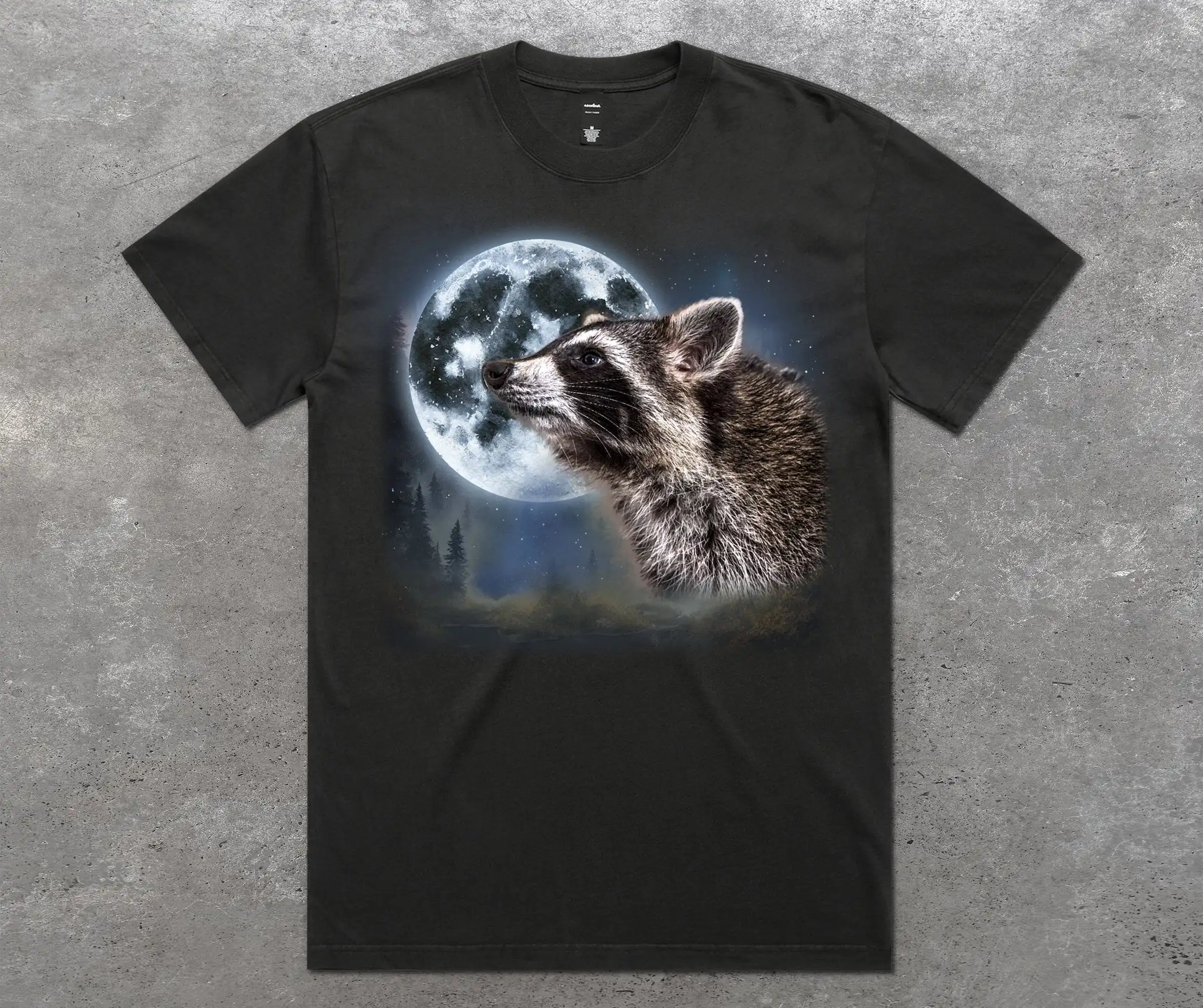 Racoon Howling At The Moon Vintage Washed T Shirt Top Raccoon Funny Animal Lovers Oversized Retro