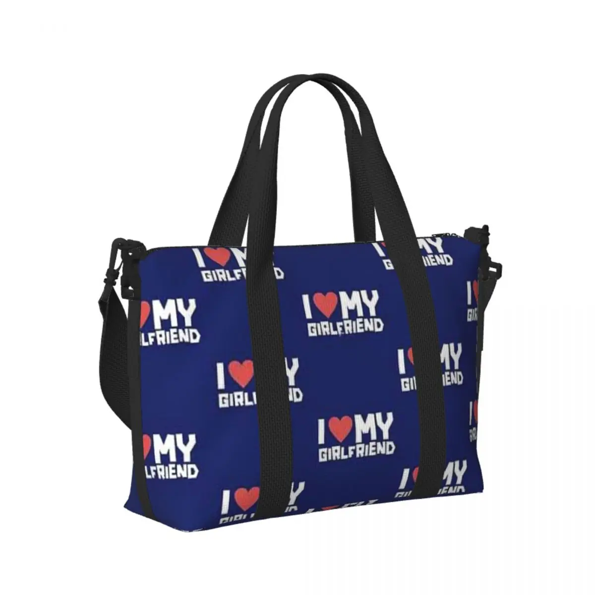 

Custom I Love My Funny Girlfriend Awesome Print Cute Gift Beach Travel Bag Tote Bags for Gym Women Shopping Duffle Shoulder Bag