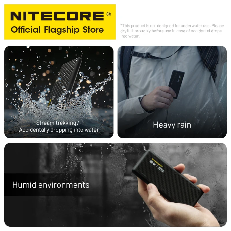 NITECORE NB Air Mobile Power Bank 5000 мАч Водонепроницаемый повербанк из углеродного волокна PD QC Быстрая зарядка для iphone Huawei Trail Running