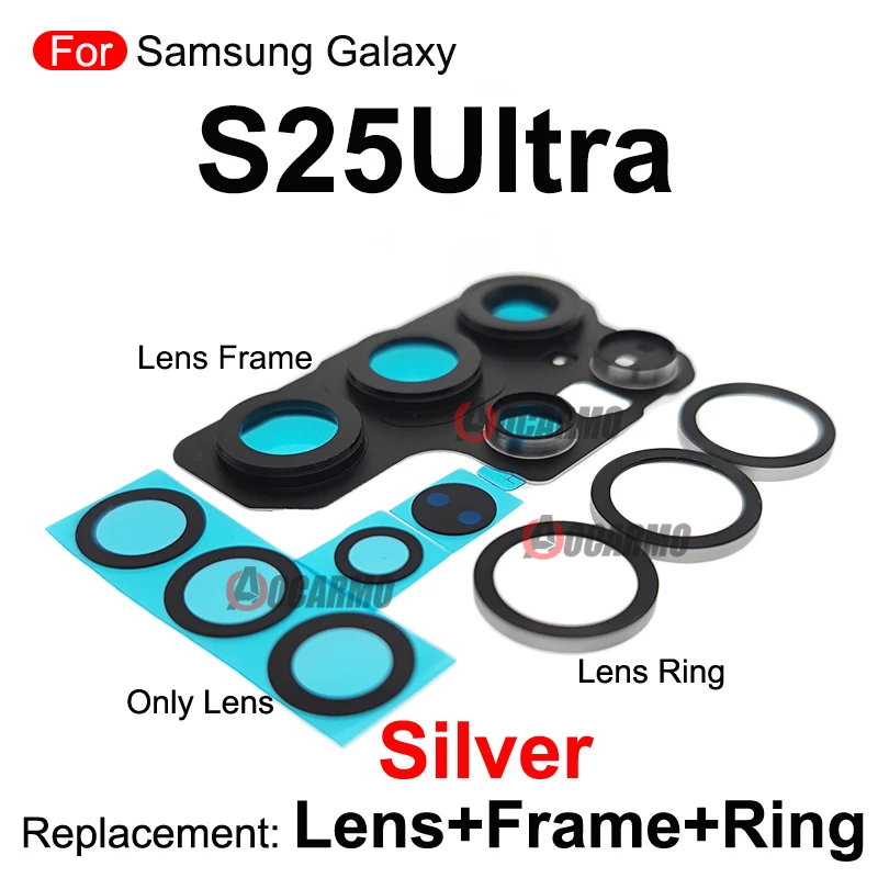 Back Camera Lens And Frame + Cameras Lens Ring Gold Silver For Samsung Galaxy S25U Ultra Replacement Part