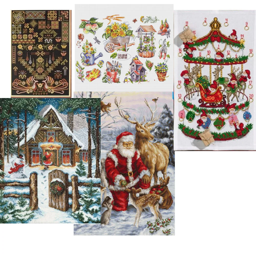 

Purple Wild Rose 26-31 Cross Stitch Kits Embroidery Needlework Sets DIY Cross-stitch Carousel Christmas Calendar 41-61