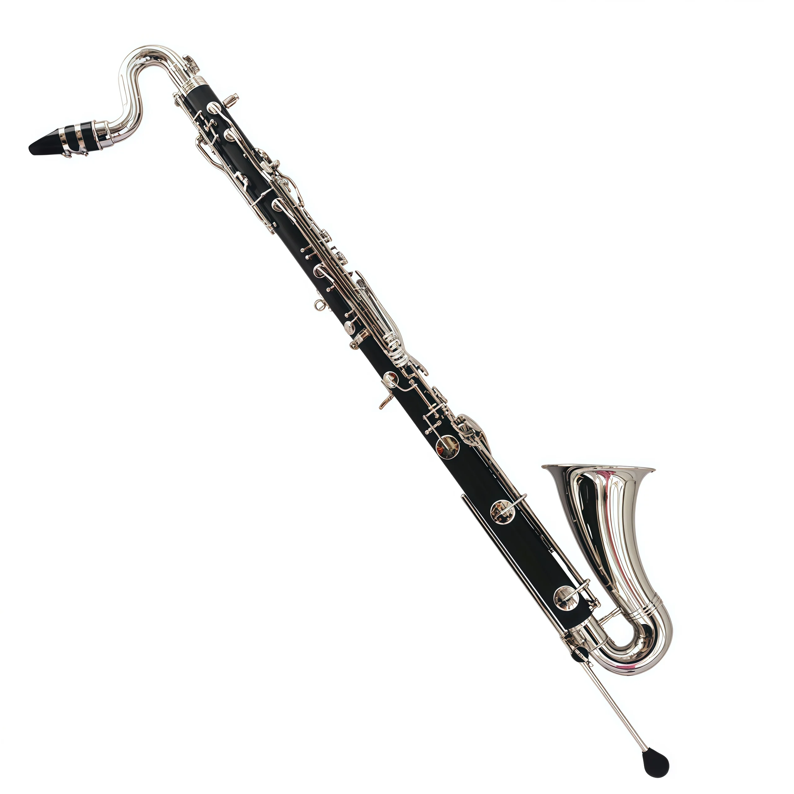 Professional Performance B Flat Durable Bass Clarinet Student Beginner Woodwind Instrument Bakelite Body Nickel-plated Surface