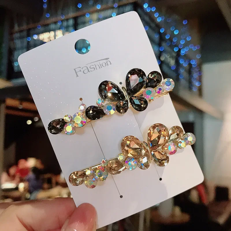 Fashion Butterfly Hair Clips Hairpins for Women Zircon Luxury Barrette Czech Crystal Bling Jewelry Hair Accessories for Girls