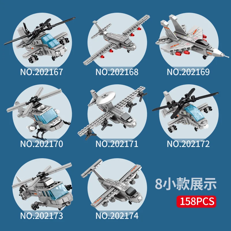 SEMBO 8 in 1 Aircraft Plane Building Blocks Airplane Air Force Model Collectible Assembly Toys Bricks Creative For Kid Gift